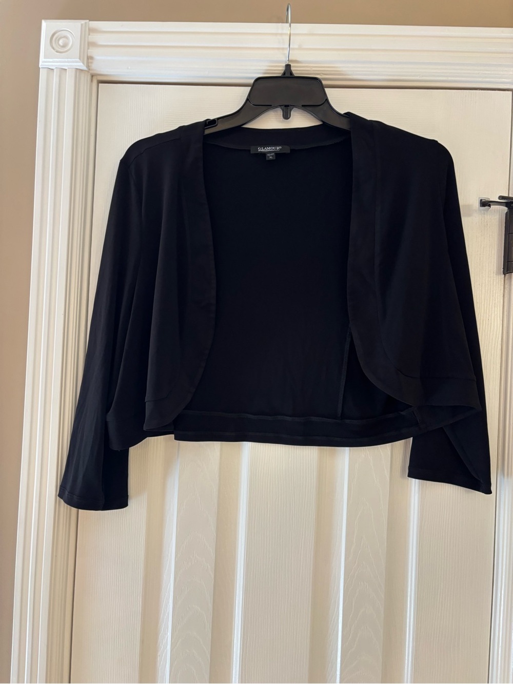 Glamour Black Cropped Open-Front Shrug
